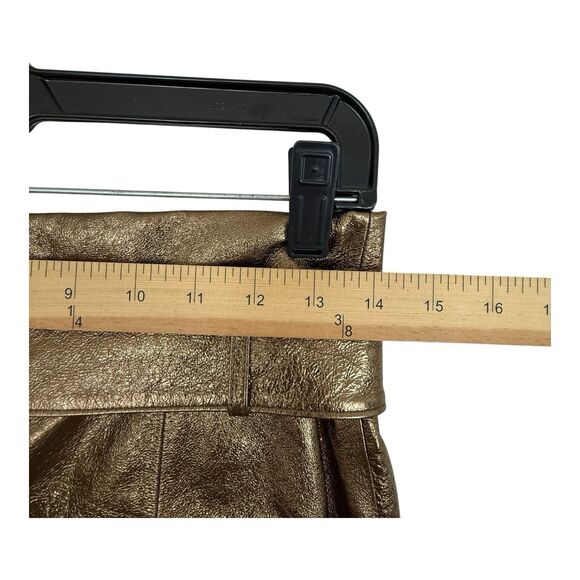 Alice Olivia Lamb Leather Pants Sz 6 Bronze Metallic Gabrielle High Rise Belted - Picture 6 of 9